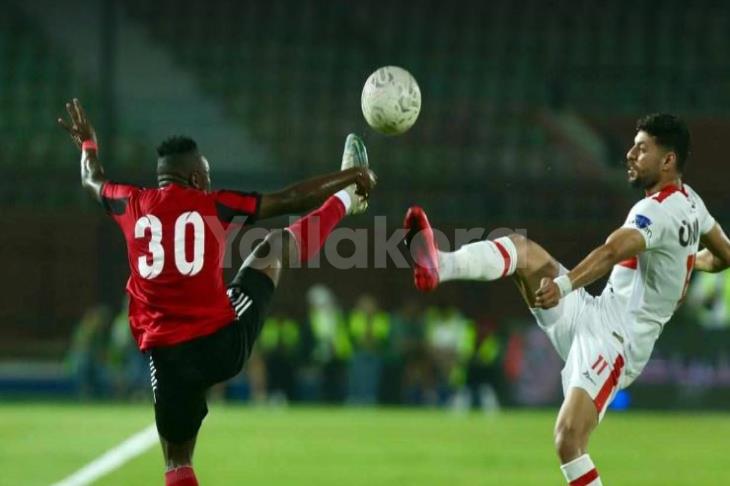 مصطفى شلبي خلال مباراة الزمالك والداخلية